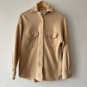 Aritzia Terry Fleece Shirt jacket XXS tan beige shacket sweatshirt